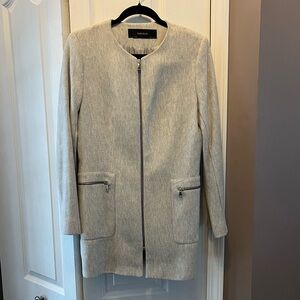 ZARA Basic - light gray blazer/jacket with full front zipper closure